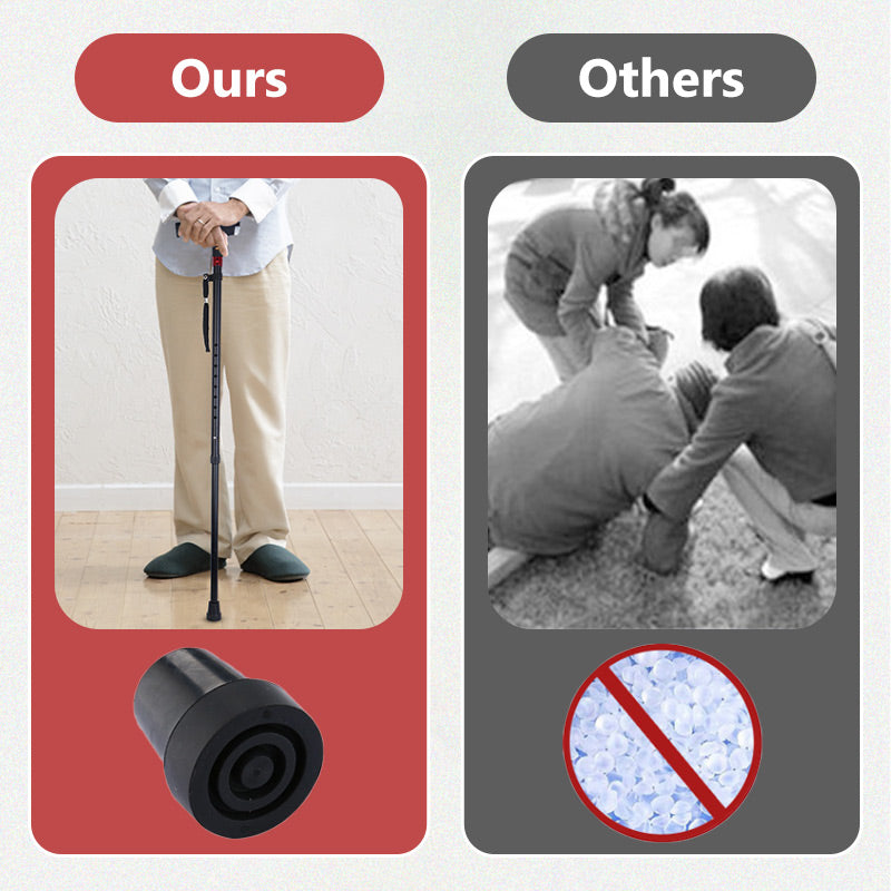 Adjustable Walking Stick with LED Flashlight and Built-In Radio, Collapsible