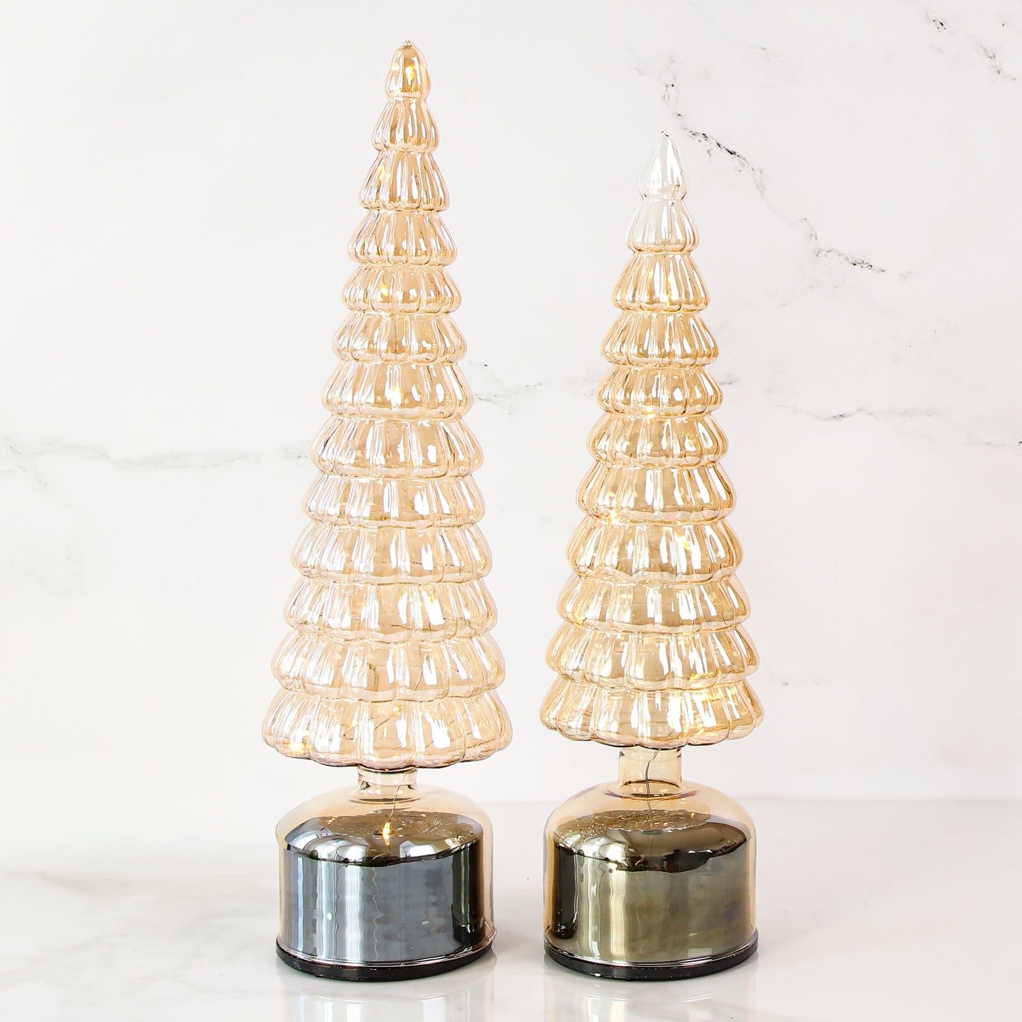 15.4" Micro LED Rotating Glass Tree - Interior Delights
