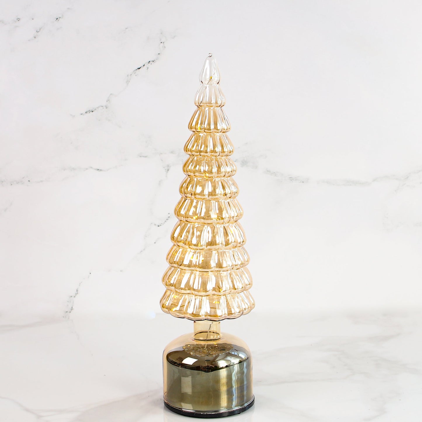 15.4" Micro LED Rotating Glass Tree - Interior Delights