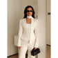 Women's Long Sleeve Blazer with Attached Scarf and Tailored Fit, Single-Breasted