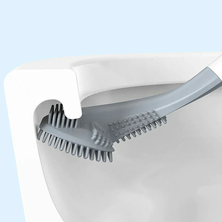 Wall Mount Silicone Toilet Brush with Flexible Bristles and Ventilated Holder