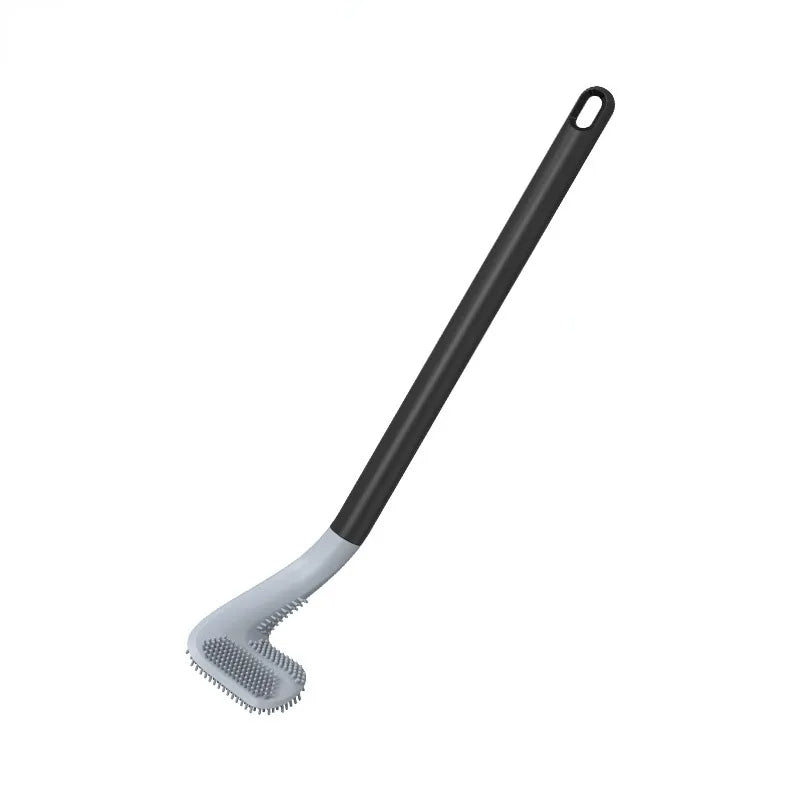 Wall Mount Silicone Toilet Brush with Flexible Bristles and Ventilated Holder