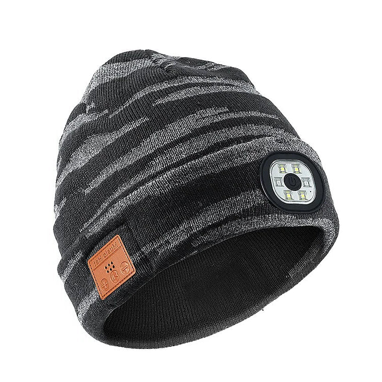 Bluetooth Beanie with Built-In LED Light and Wireless Speakers, Detachable Module