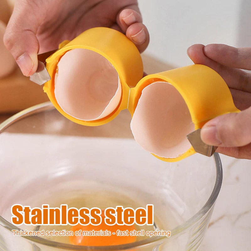 Egg Cracker with Stainless Steel Press Plate and Ergonomic Holder, Dishwasher Safe