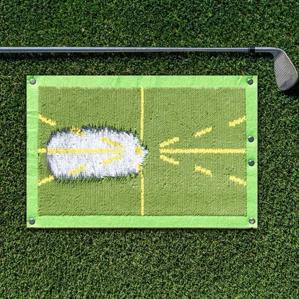 Golf Swing Training Mat with Instant Divot Feedback and Sequined Impact Surface, Portable