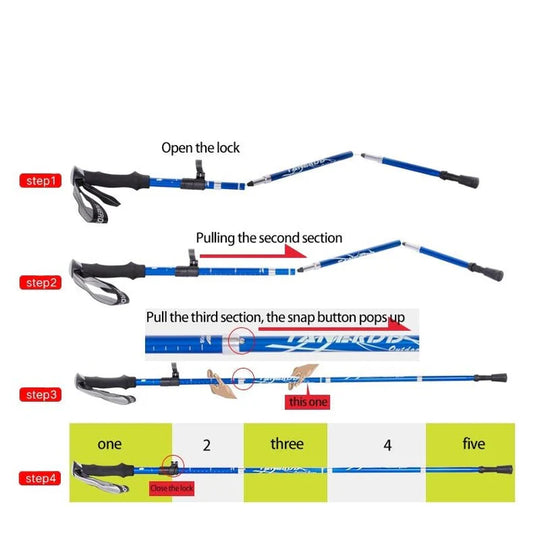 Adjustable Trekking Poles, Foldable Telescopic Hiking Pole