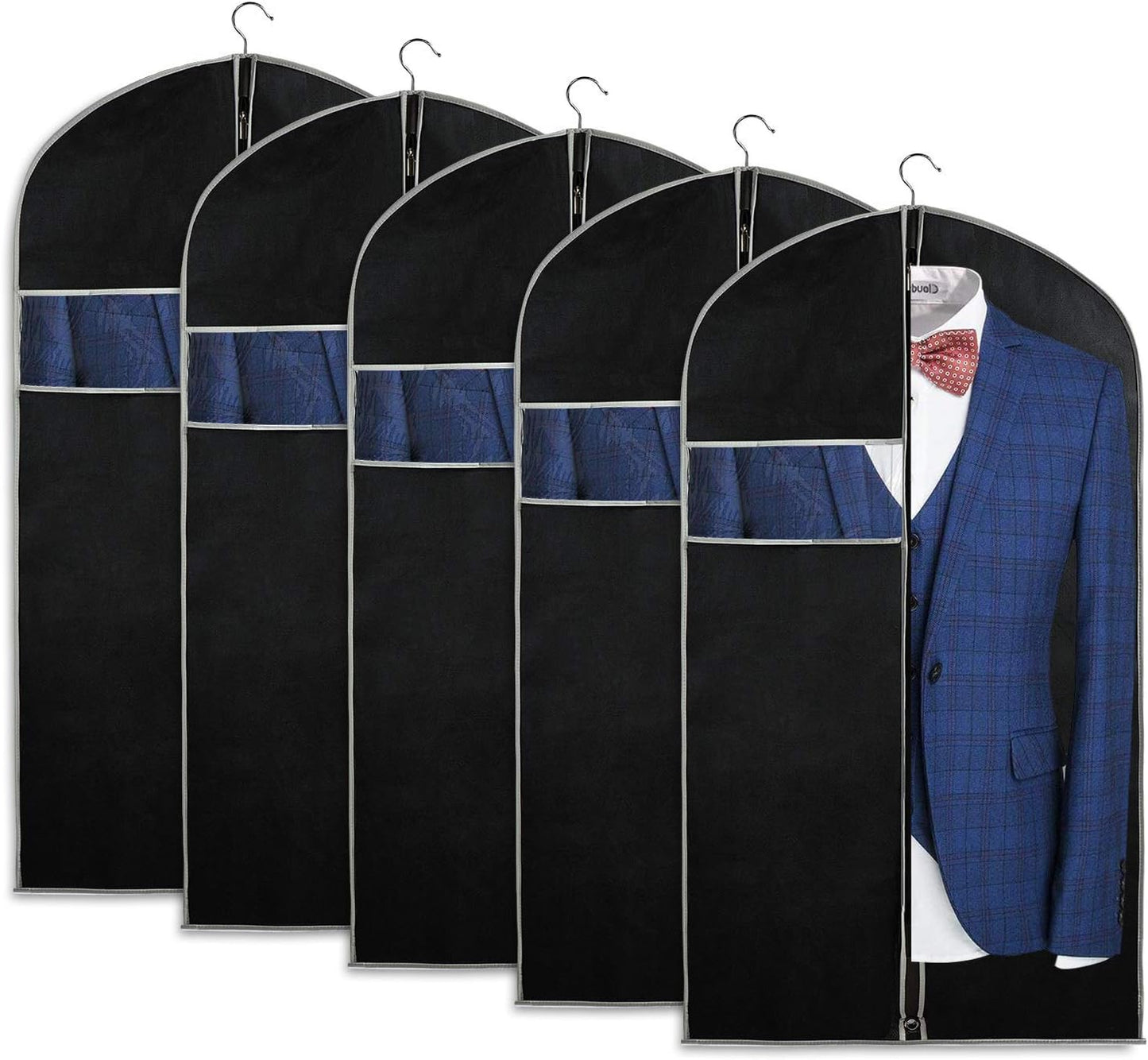 Garment Storage Covers 10 Pack with Full Length Zipper and Clear Window