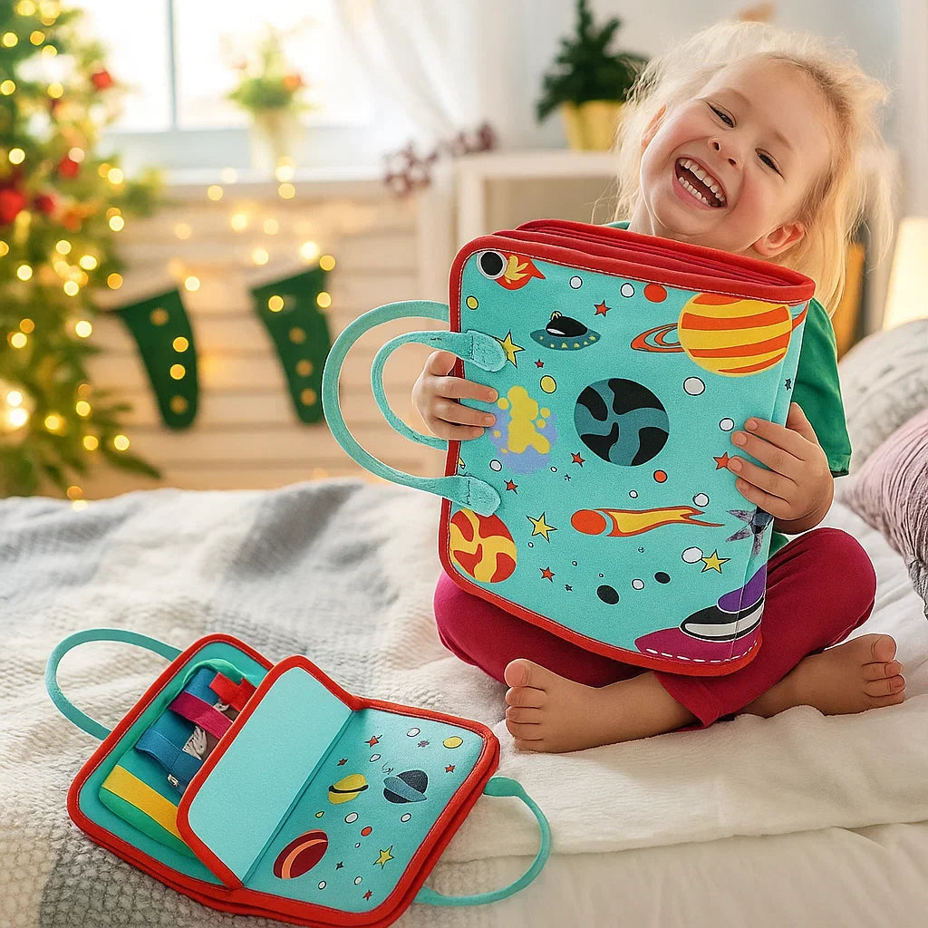 Interactive Fabric Activity Book with Zippers, Buttons and Laces for Toddlers
