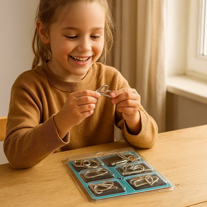 Metal Brain Teaser Puzzle Set with 36 Designs and Progressive Difficulty Levels