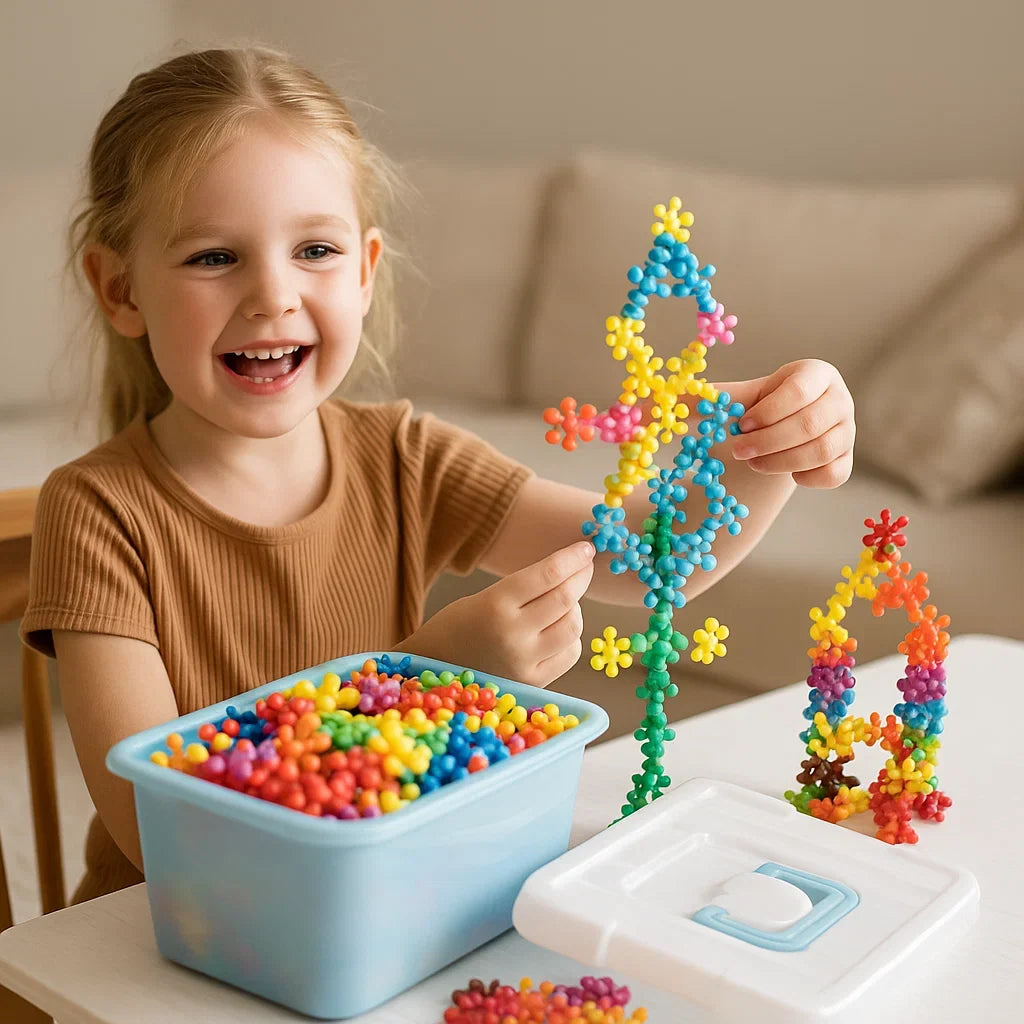 Snowflake Building Blocks with Snap Connection Design and Storage Box