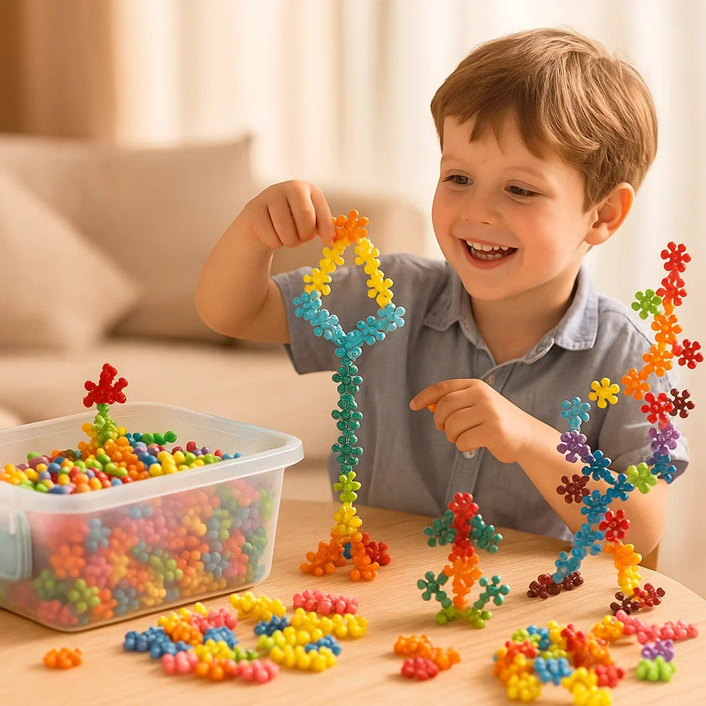 Snowflake Building Blocks with Snap Connection Design and Storage Box