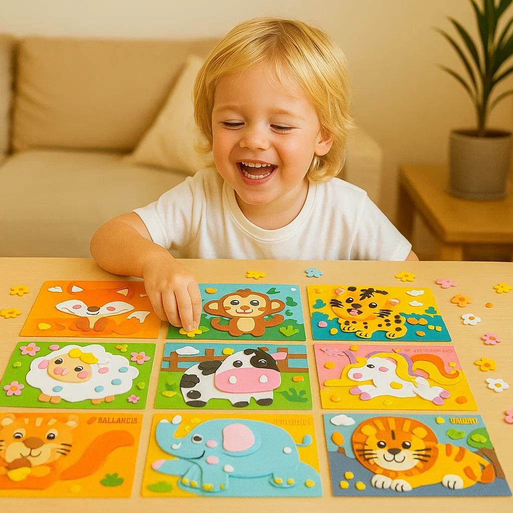 Peel and Stick Sticker Craft Activity Set with Animal and Vehicle Templates