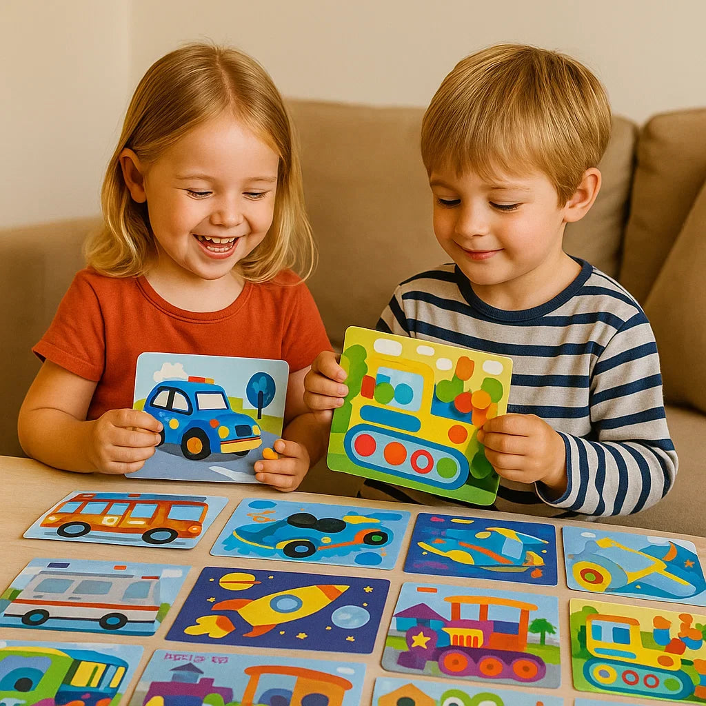 Peel and Stick Sticker Craft Activity Set with Animal and Vehicle Templates