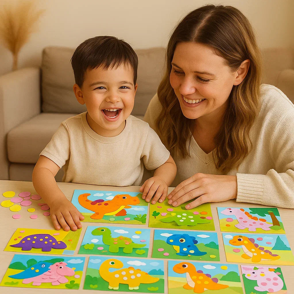Peel and Stick Sticker Craft Activity Set with Animal and Vehicle Templates