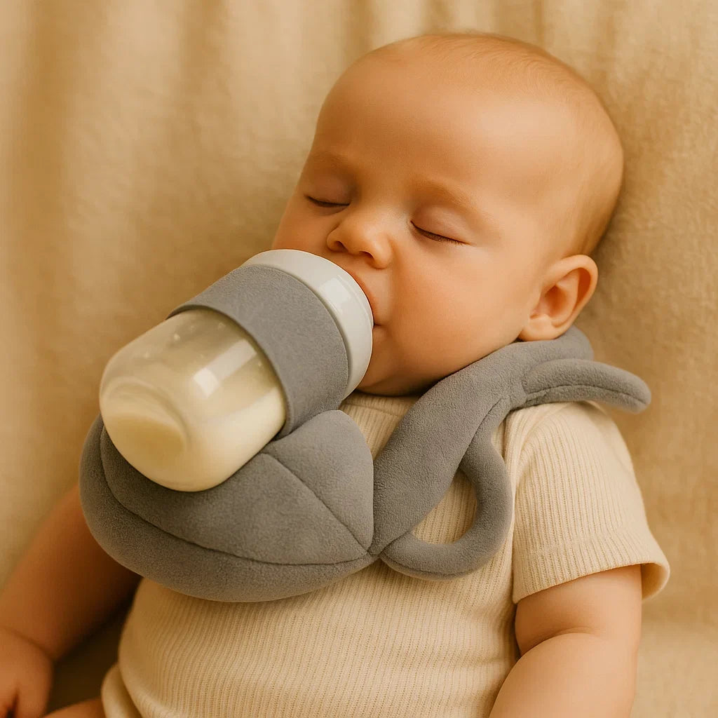 Bottle Feeding Pillow with Curved Holder and Breathable Mesh, Hands-Free Support