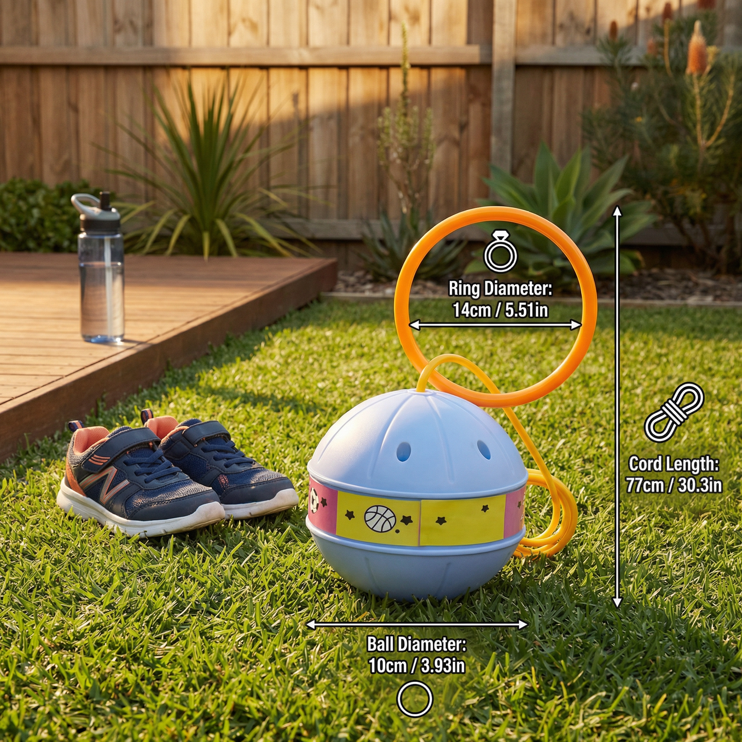Ankle Bounce Ball with LED Lights and Adjustable Loop for Kids