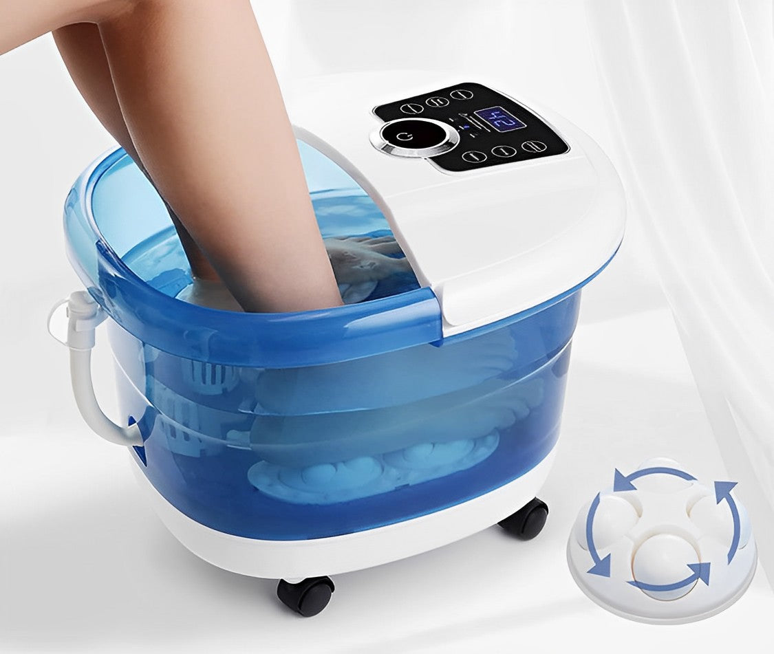 Heated Foot Spa Massager with Motorized Rollers and Bubble Stimulation, Portable Design All Vera Mart