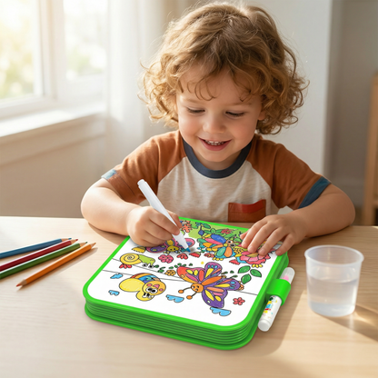 Water Activated Coloring Book with Refillable Pen and Reusable Pages