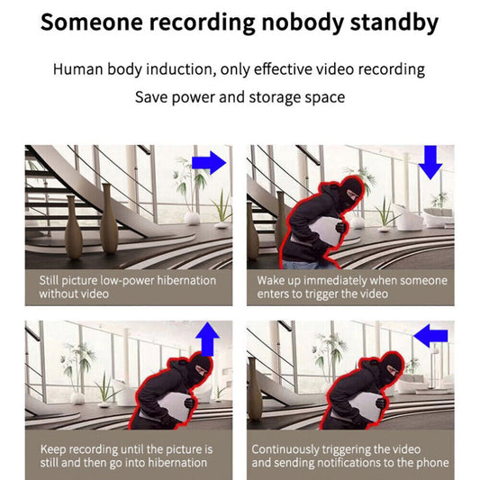 1080p WiFi Mini Camera with Motion Detection and Night Vision, 1200mAh Battery