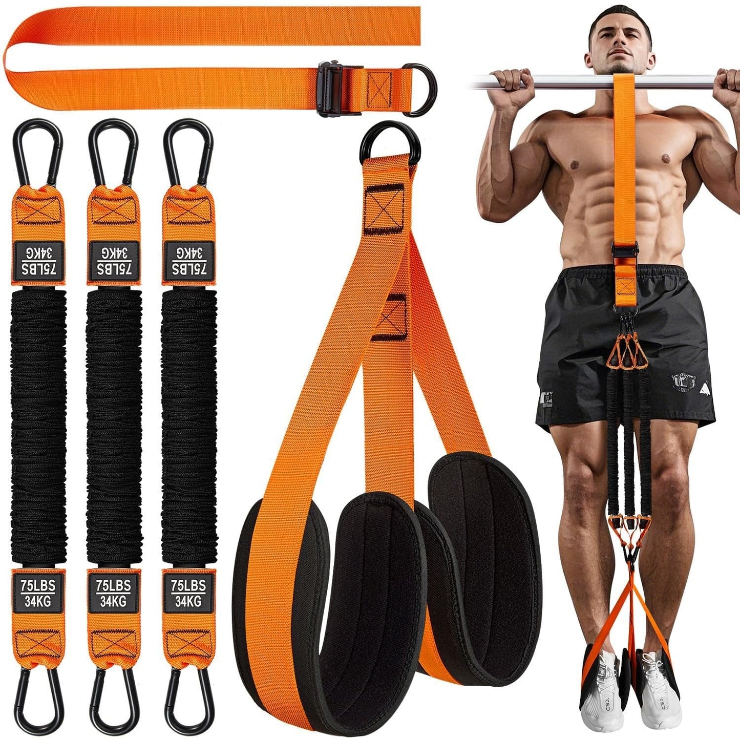 Pull Up Assist Band with Double Foot System and Steel Hooks