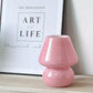Glass Mushroom Table Lamp with Stepless Dimming and Integrated LED, Swirled Stripe Pattern