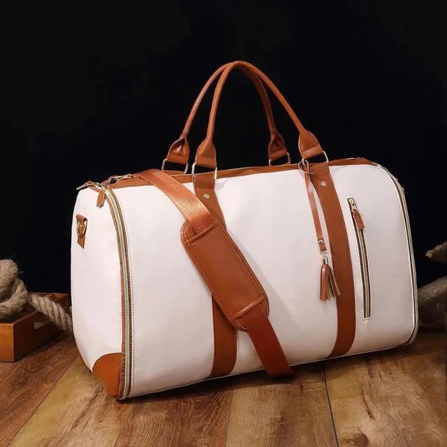 Foldable Carry On Travel Bag with Garment Hanging Zone and Rolling Wheels