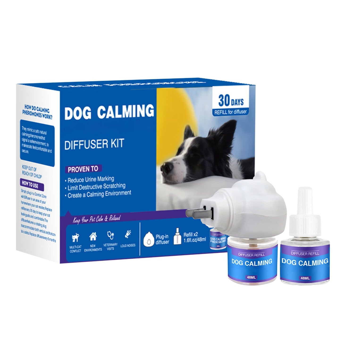 Pheromone Diffuser for Anxious Pets with Plug-In Operation and 60-Day Refill Supply