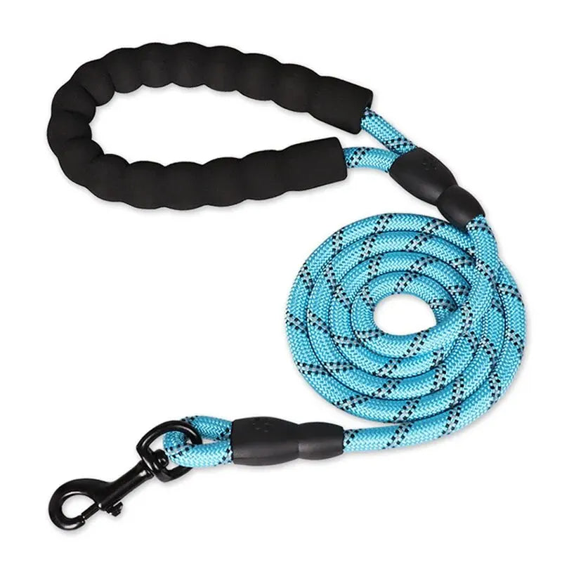 Dog Leash with Reflective Stitching and Padded Grip, Double Rope Construction