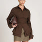 Draped Waist Shirt with Featherlight Fluid Fabric and Tailored Shape, Long Sleeve