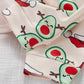 Girls Fruit Print Pajama Set with Stretch Knit Fabric and Long Sleeves