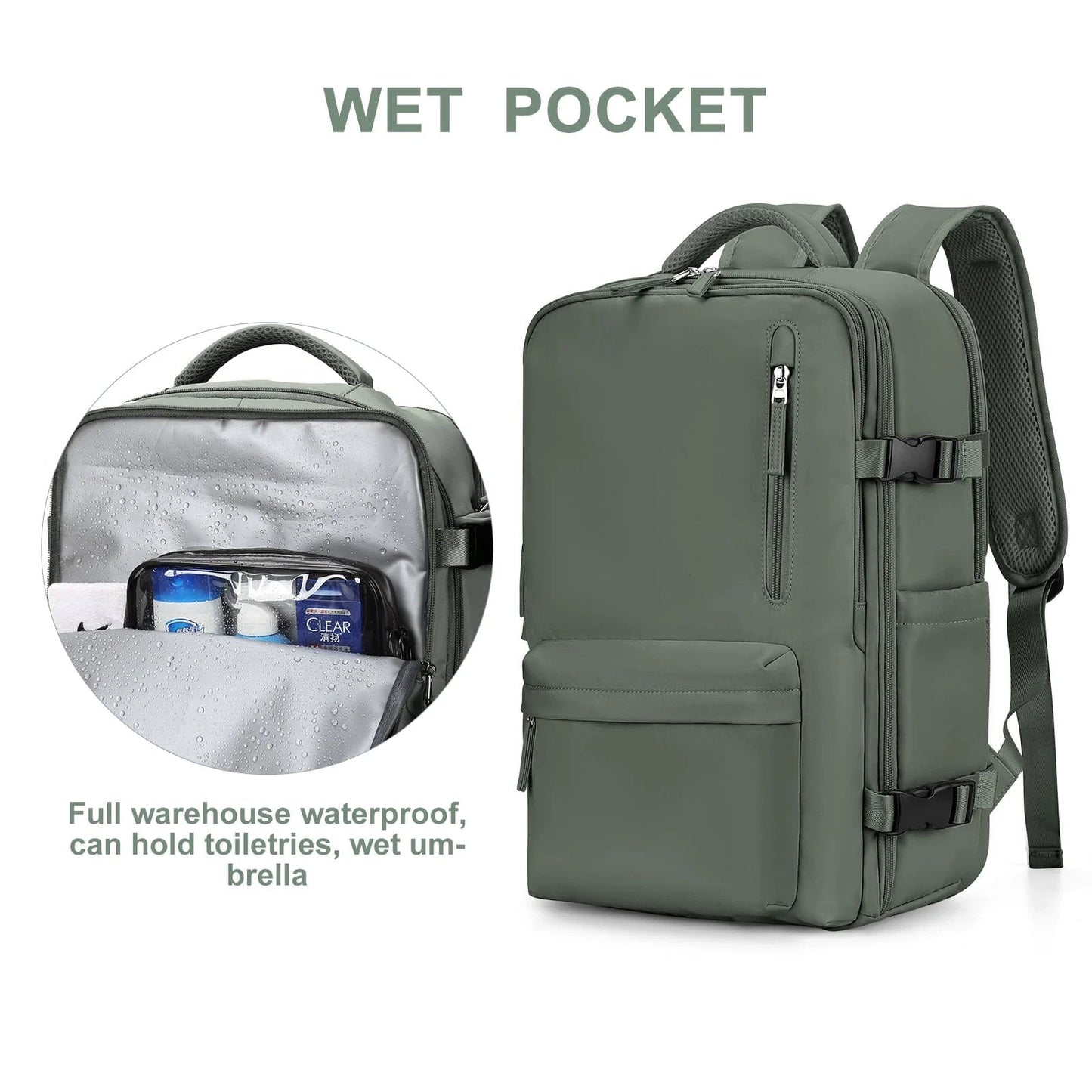 Travel Backpack 35L with USB Charging Port and Laptop Sleeves, Wet Storage, Shoe Compartment