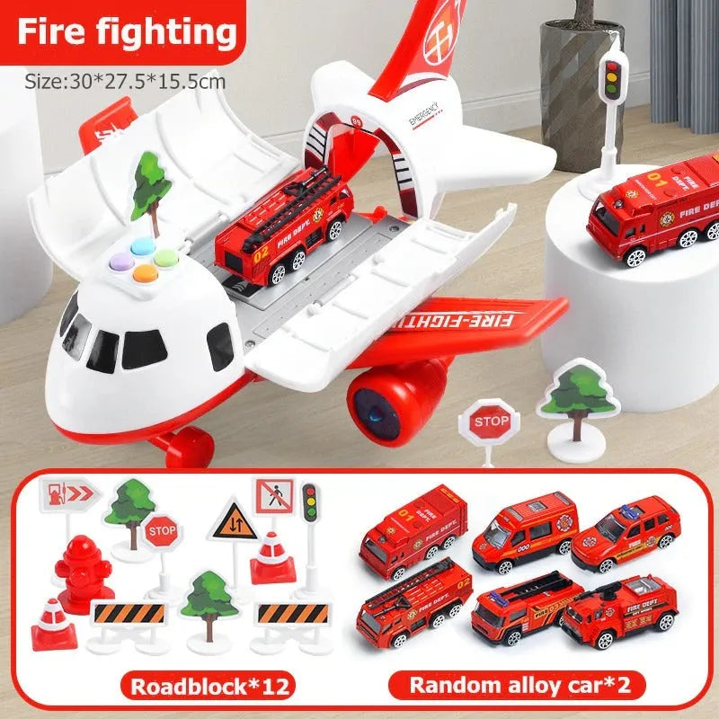 Airplane Playset with Friction-Powered Plane and Sound Module for Ages 3-12, 20 Pieces