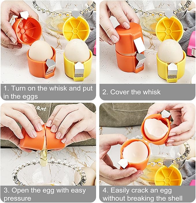 Egg Cracker with Stainless Steel Press Plate and Ergonomic Holder, Dishwasher Safe