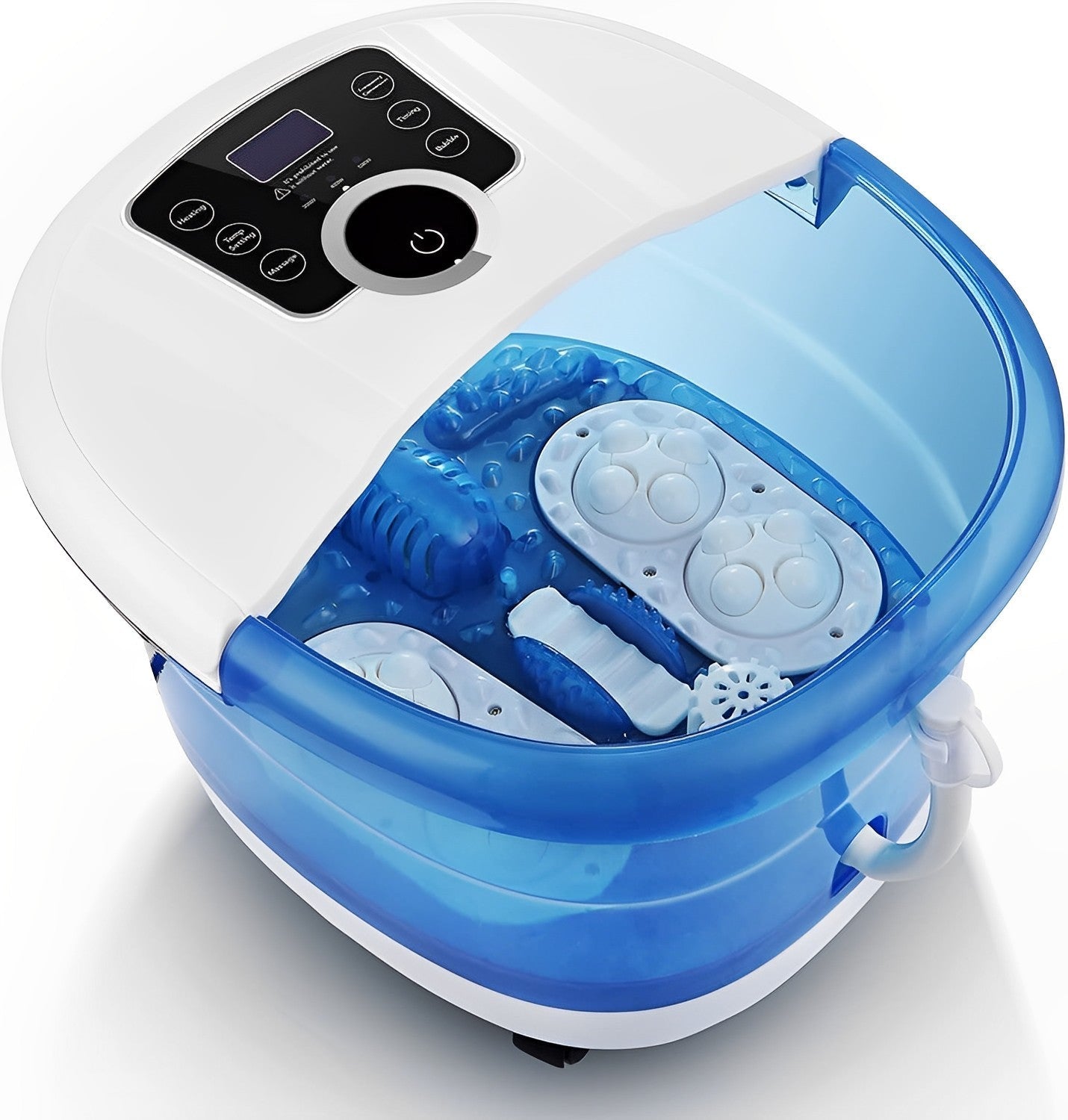 Heated Foot Spa Massager with Motorized Rollers and Bubble Stimulation, Portable Design All Vera Mart