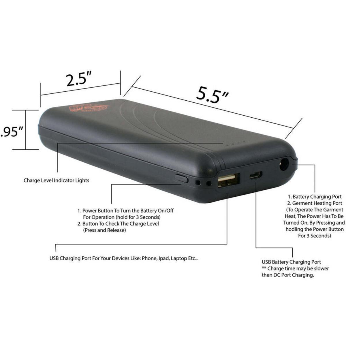 Mens Heated Hoodie with 3-Setting Panels and 10000mAh Battery, Front Zipper