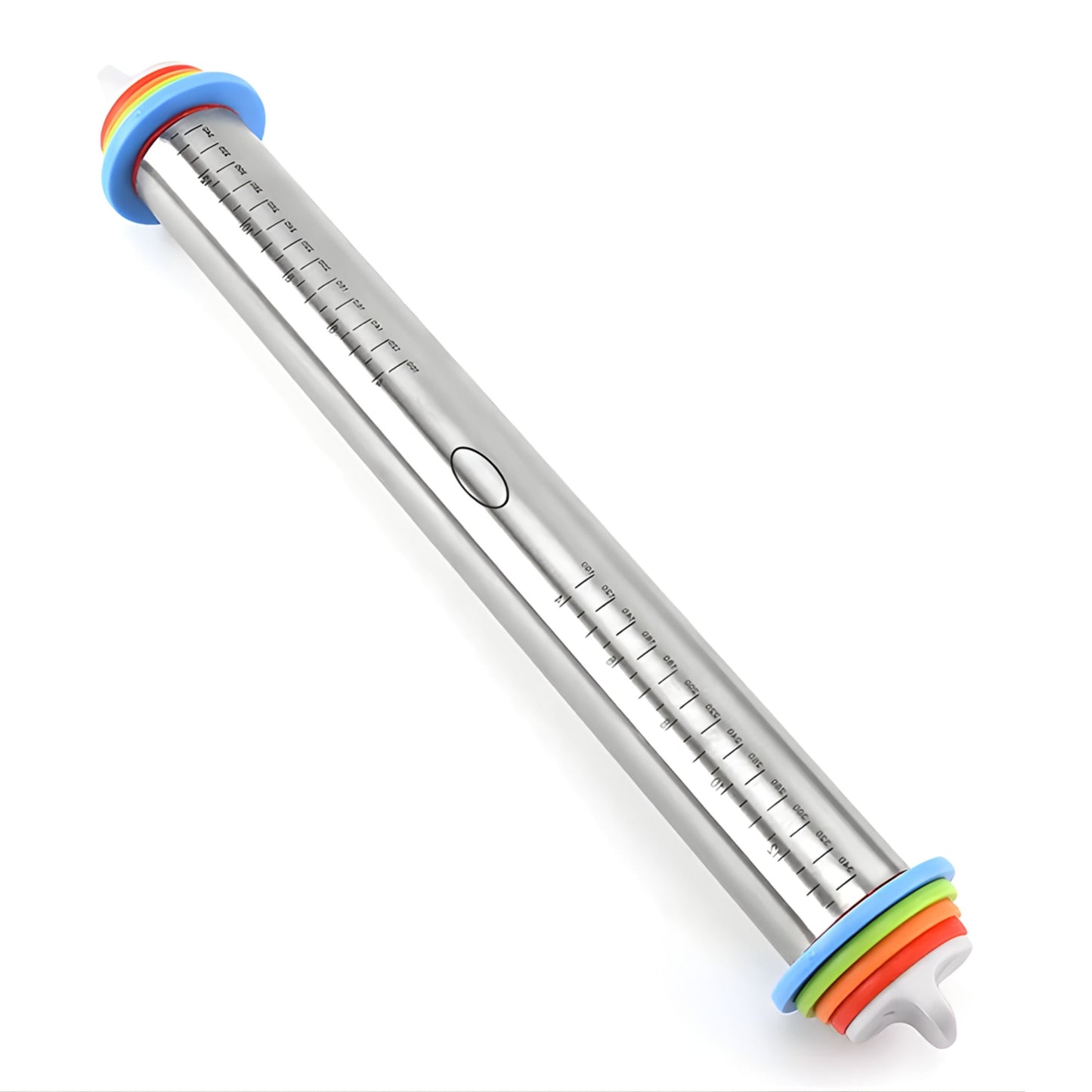 Adjustable Rolling Pin with Stainless Steel Barrel and Silicone Grip Handles, 17 Inch