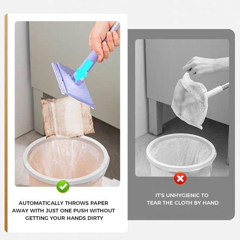 Hands-Free Mop with Automatic Cloth Switching and 360 Degree Swivel Head, Foldable Handle