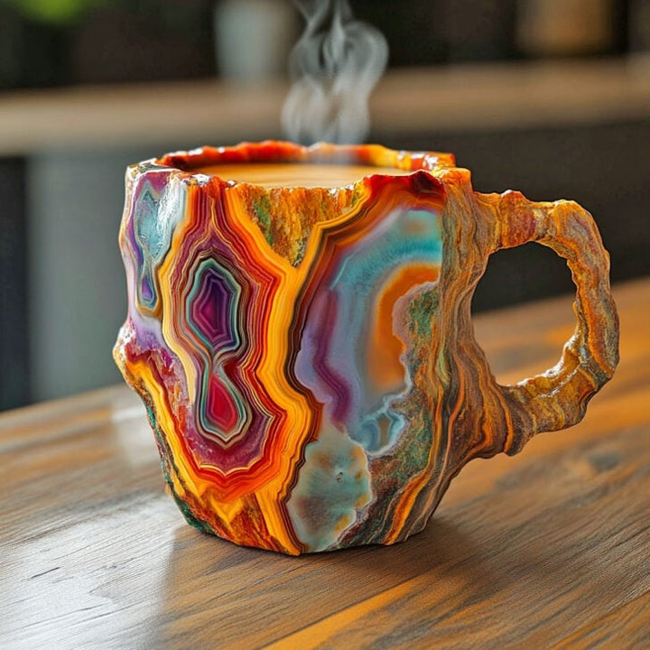 Mineral Crystal Coffee Mug with Insulating Thick Walls and Microwave Safe, 350-450ml