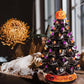 LED Ceramic Holiday Tree with Purple and Orange Beads and Hand-Painted Finish