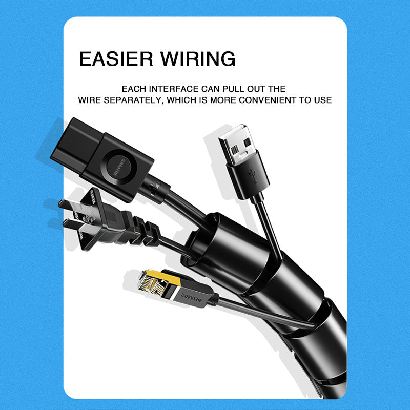 Expandable Coil Cable Sleeve with Spring Loaded Tool and Heat Resistant Material, 2 Meters