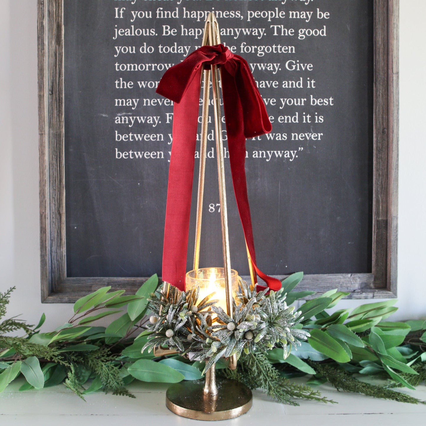 25" Gold Tree Pillar Holder - Interior Delights