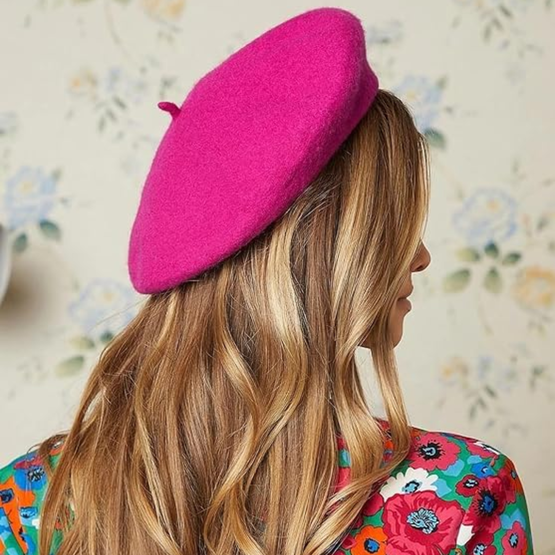 Classic French Wool Beret – Evelyne-Fuchsia-Nora Luxe