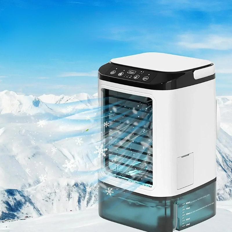 Portable Air Cooler with Dual Spray Nozzles and Swinging Blade System, 900ml Tank
