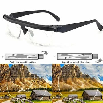 Variable Focus Glasses with Dial Adjustment and Polycarbonate Lenses, +1 to +4 Diopters