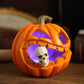 Carved Jack O'Lantern Ornament with Skull Insert and Resin Construction