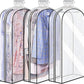 Clear Garment Storage Covers with Side Zipper and Gusseted Design, 6-Pack