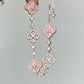 Floral Bracelet with Natural Shell Petals and Faceted Crystal Accents, Gold Plated Finish