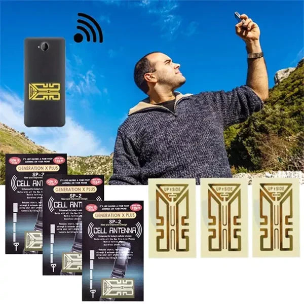 Antenna Signal Sticker with Gold Finish and Adhesive Installation for Wireless Devices