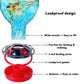 Hummingbird Feeder with Hand Blown Ocean Blue Glass and Bee Proof Ports, Ant Moat All Vera Mart