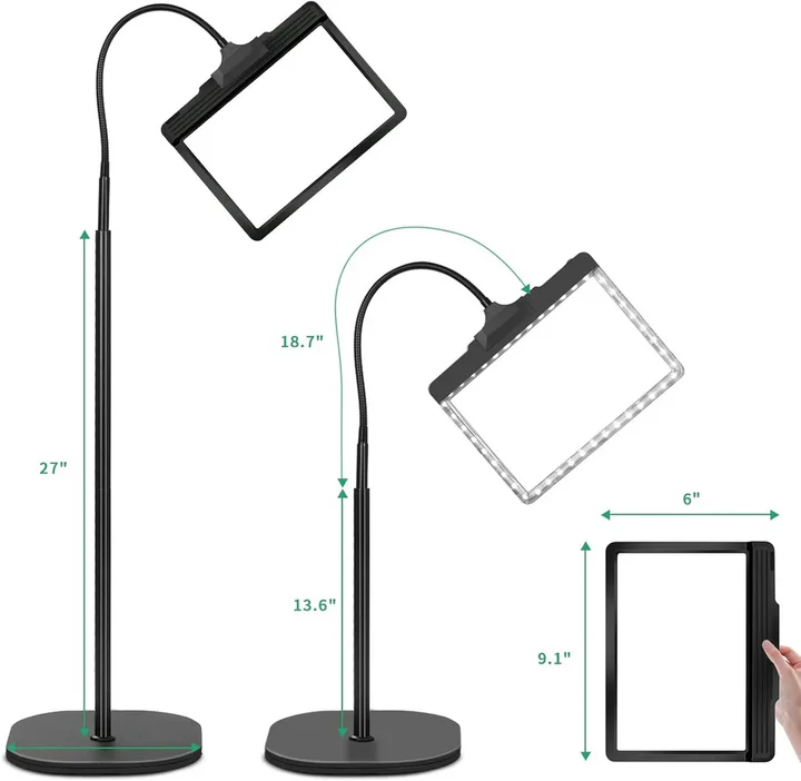 Hands Free Magnifying Glass with Adjustable Stand and Integrated LED Light
